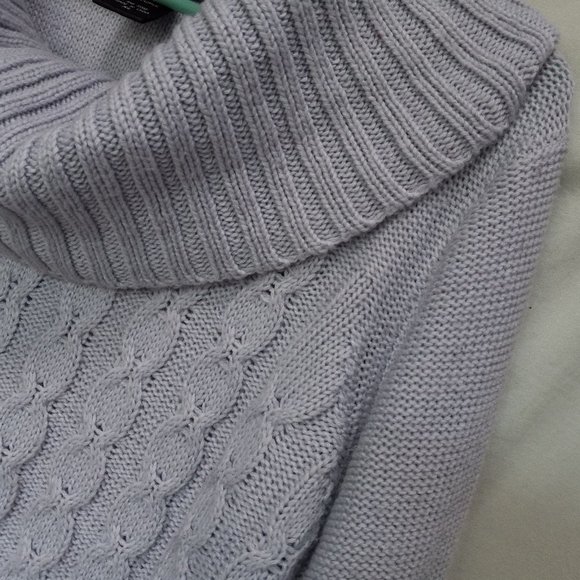 United States Sweaters Pale Periwinkle Cable Knit Tunic Cowl Neck XL (T-348) - Picture 9 of 11